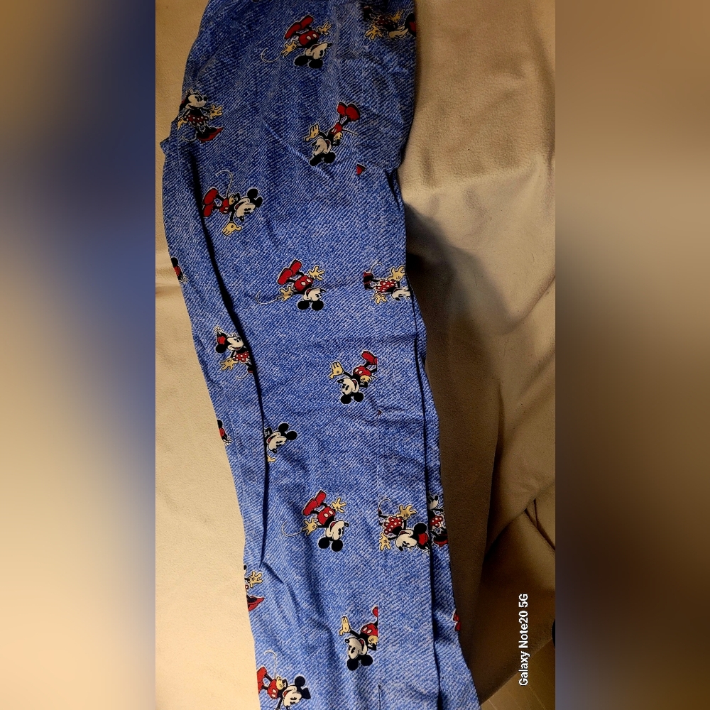 New Medium Disney Blue Pajama Pants with Mickey Mouse Print